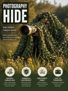 Premium Camouflage Net: Durable Large Rolls For Camping, Shade, Party Decor, And Concealment - Versatile Jungle Camouflage Net For Outdoor Enthusiasts And Halloween Party Decor - Multicolor - View 5