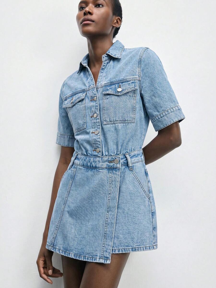 Maija Quần yếm & áo liền quần denim dành cho nữ - Màu xanh lam - Xem 1