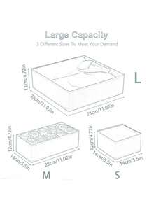 6件套布艺化妆品收纳盒抽屉整理器多隔层珠宝收纳盒便携式化妆品收纳盒带提手家居装饰房间装饰卧室装饰旅行收纳梳妆台收纳盒柔软纺织防尘收纳方案 - 灰色 - 查看 15