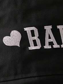 SHEIN Baby Girl Bear & Letter Graphic Jacket & Sweatpants - Black - View 4