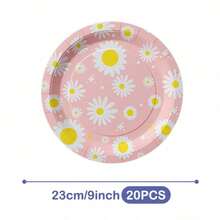 Pink Daisy Garden Disposable Plates, Napkins And Cups Set, Serves 20 Guests. This Disposable Party Set (Including Plates, Napkins And Cups) Is Perfect For Birthday Parties, Weddings And Family Picnics. - View 9
