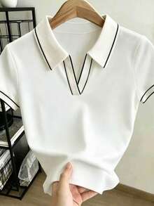 Raffinéva 女款休閒合身 Polo 領短袖 T-Shirt - 彩色 - 查看 3