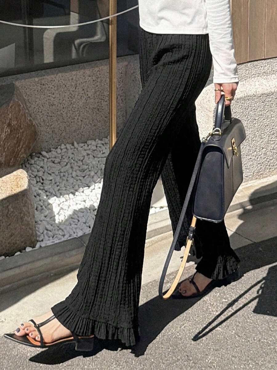 FRIFUL Pantalones de unicolor para mujer, de uso versátil y casual para el día a día - Negro - Ver 1