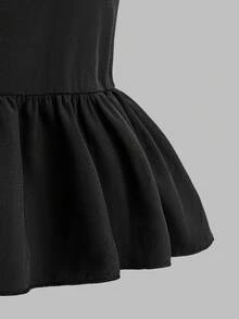 Conjunto de 2 piezas de camiseta y pantalones para niñas preadolescentes, sin mangas con volantes en la espalda e impresión de mariposa, atuendo de verano casual - Multicolor - Ver 8