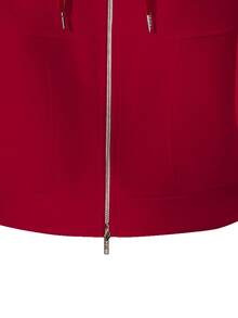 Qadelle Women's Casual Solid Color Hoodie - Red - View 3