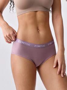 Loungeista 5pcs Women Plain Color & Letter Print Elastic Band Comfortable Simplistic Bikini Briefs - Multicolor - View 8