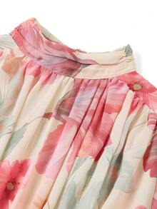 Ellevyn Đầm nữ thanh lịch cổ xếp ly in hoa, thích hợp cho kỳ nghỉ - Nhiều màu - Xem 3