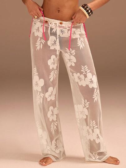 Athîral Women's Casual Hollow-Out Straight Leg Pants