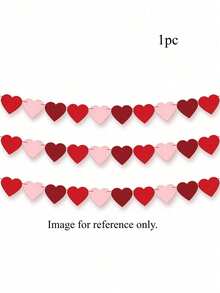 1 Piece Heart Shaped Hanging Banner Garland Valentine's Day Decor Pink Red Burgundy Love Theme Engagement Wedding Anniversary Party Room Home Decoration Romantic Ornament - multicolor - View 8