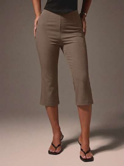 MISSGUIDED High Waisted Wide Leg Capri Trousers With Cropped Hem For Smart Casual Summer Office Wear