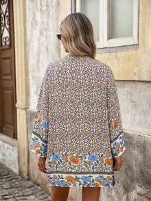 Brillora Women's Floral Print Kimono Cardigan, Suitable For Beach Travel Bathing Suits For Women - Beige - View 2
