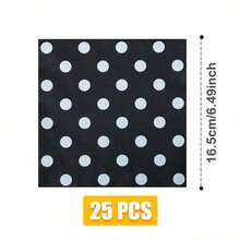 Black Background White Polka Dot Disposable Dining Plate Napkins Paper Cups, Disposable Party Supplies Set, Suitable For 16 Guests, Suitable For Birthdays, Weddings, Theme Parties, Family Picnics, Disposable Dining Plate Party Utensils - View 7