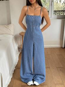 Rivivi Bộ quần yếm denim thoải mái cho kỳ nghỉ - Rửa nhẹ - Xem 6