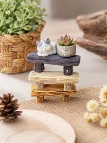 1个迷你树脂长凳/凳子/迷你椅子模型工艺品/仙境花园装饰套装配件/微景观/DIY装饰道具/礼品 - 彩色 - 查看 2