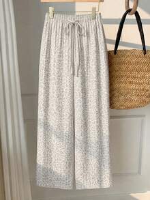 SHEIN EZwear Quần ống đứng buộc eo dáng rộng dành cho nữ, thích hợp cho mùa hè. - Nhiều màu - Xem 3