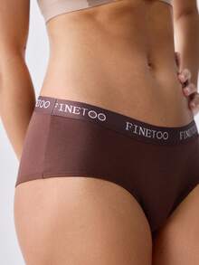 Loungeista 5pcs Women Plain Color & Letter Print Elastic Band Comfortable Simplistic Bikini Briefs - Multicolor - View 5