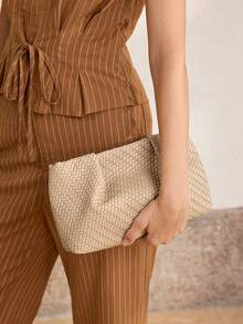 MOTF PREMIUM BOLSO DE MANO PARA DAMAS, BOLSO EXQUISITO PARA FIESTAS Y CENAS, COMBINABLE CON VESTIDOS PARA USO DIARIO - Albaricoque - Ver 6