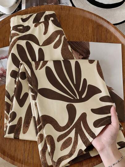 GlowEve CURVE Büyük Beden Kadın Bohem Günlük Bol Kesim Çiçek Desenli Geniş Paçalı Pantolon, Yazlık Pantolon, Vintage Desenli Tatil Plaj Pantolonu