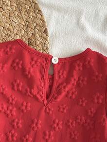 SHEIN Vintaside Kids 女婴衬衫，采用独特的印花面料，乡村度假风格，可爱时尚，适合春夏穿着，带有蝴蝶结装饰。 - 紅色 - 查看 7