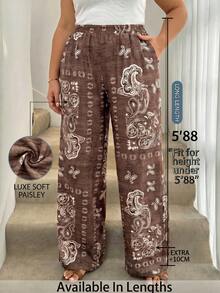 SHEIN Tall CURVE Quần dài ống đứng in họa tiết cỡ lớn dành cho nữ, thích hợp cho kỳ nghỉ, du lịch, lễ hội âm nhạc, trang phục thường ngày, kỳ nghỉ xuân/hè/phong cách bohemian/quần ống rộng bohemian gợi cảm, quần ống rộng nữ, trang phục mùa xuân cho nữ, quần phong cách bohemian, trang phục đi biển lễ Phục sinh, trang phục đi nghỉ mát cho nữ. - Nhiều màu - Xem 8