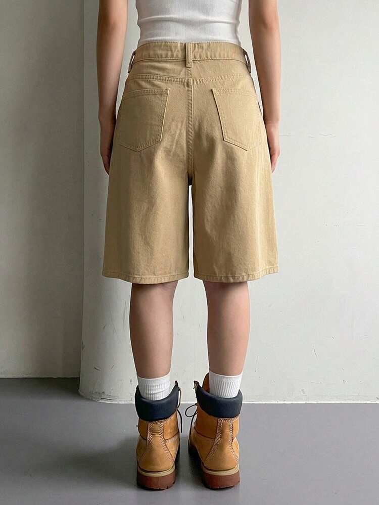 Women's Solid Color Casual Denim Shorts