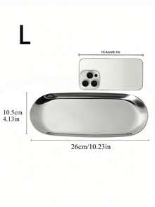 1 chiếc khay đựng đồ trang sức bằng kim loại màu bạc sang trọng, hình oval, dùng trang trí nhà cửa, làm đồ thủ công để bàn (7in/8.7in/10.2in) - Bạc - Xem 12