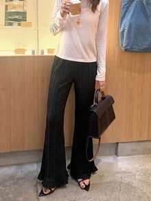 FRIFUL Pantalones de unicolor para mujer, de uso versátil y casual para el día a día - Negro - Ver 4