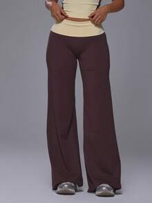 Musera Sport Quần legging thể thao dáng suông, cạp gập, kiểu yoga, chỉ bao gồm phần dưới, thích hợp cho tập luyện thể thao, tập gym, Pilates, thể dục hàng ngày, màu vàng bơ. - Màu nâu  Mocha - Xem 2