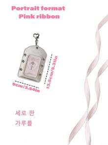 Muroi Mono 1个/2个 白色/粉色丝带横板/竖板 K-Pop 粉丝 ID 卡套，带可爱韩式/logo 风格链条 - 透明 PU 材质，可装照片卡、地铁卡、工作证 - 日系风格配饰，适合韩剧粉丝 - 多色 - 查看 18