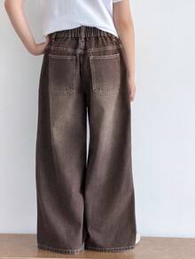 DAZY Celana Jeans Denim Panjang Model Lurus Bergaya Vintage untuk Anak Laki-Laki Bertubuh Besar - Coklat - View 5
