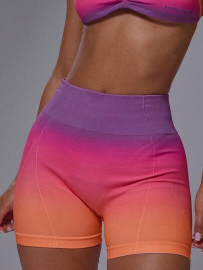 Musera Sport Ombre Print High Rise Fitted Active Shorts Coord Bottoms Only Active Sports Pilates Running Cute Girly Daily Everyday Slowburn