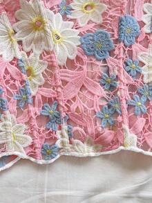 aje de doble capa y hombros descubiertos, estilo sexy europeo y americano, top bordado calado, atuendo de discoteca blanco para mujer, para salir, vestido de invitada de boda, otoño/invierno - Multicolor 3 - Ver 6