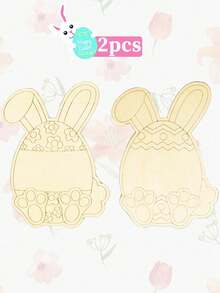2/3PCS 17cm Blank Wooden Easter Eggs DIY Craft Ornaments Easter Rabbit Basket Filler Spring Home Decor Holiday Decoration Party Supplies Gift For Easter Celebration Seasonal Festive Table Accent - Multicolor - View 14