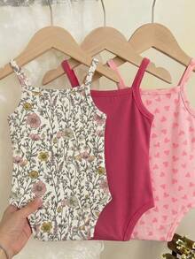 LMoss Kids Sweet & Cute Printed Baby Girl Casual Bodysuit, Suitable For Spring/Summer - Apricot - View 2