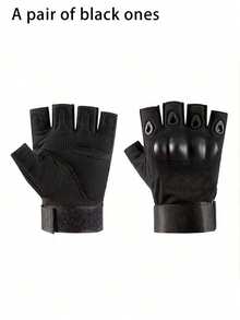 1 Pair Men's Half-Finger Tactical Gloves: Perfect For Outdoor Sports, Hunting, Airsoft, And Motorcycle Riding. - Multicolor - View 10