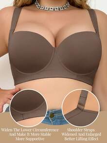 DesireSculpt 2pcs/Set Plus Size Comfortable Seamless Wireless Adjustable Supportive Bras - Multicolor - View 4
