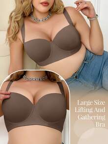 DesireSculpt 2pcs/Set Plus Size Comfortable Seamless Wireless Adjustable Supportive Bras - Multicolor - View 7