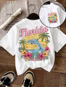 Camiseta Casual Minimalista de Manga Corta y Cuello Redondo para Niñas, Ideal para el Verano - Blanco - Ver 3