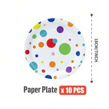Colorful Polka Dot Disposable Plates, Napkins, And Cups For A Happy Birthday, Birthday-Themed Plates, Napkins, And Paper Cups For Party Supplies, Suitable For 25 Guests. Disposable Paper Plates And Party Tableware Are Perfect For Birthday Weddings, Family Picnics, And Other Parties - Multicolor - View 13