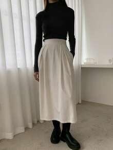 DAZY Ribbed Knit Turtleneck Jumper - Black - View 6