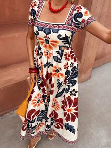 Selianne Women's Sleeveless Print Loose A-Line Dress, Casual Breezy Sexy Boho Holiday Vacation Style, Suitable For Spring/Summer White Floral Beach - Multicolor - View 7