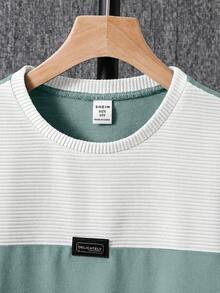 2pcs Tween Boy Casual Contrast Color Round Neck Short Sleeve T-Shirt And Shorts Set,Sage Green,Summer,School,Back-To-School,Outing,Sports,Holiday - Mint Green - View 5