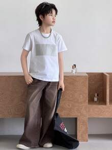 DAZY Celana Jeans Denim Panjang Model Lurus Bergaya Vintage untuk Anak Laki-Laki Bertubuh Besar - Coklat - View 3