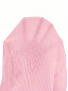 Tween Girl Basic Casual Spring/Summer Knit Round Neck Fitted Butterfly Applique Dress - Pink - View 6