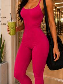 Mono Deportivo Ajustado Rib  Mujer - Cherry - Ver 4