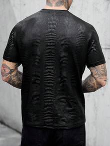 SLATEMANN Men's Textured Quarter Zip Short Sleeve T-Shirt, Holiday - Black - View 2