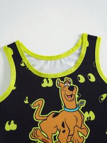 SCOOBY-DOO X SHEIN 2件/組 男童卡通印花寬鬆版型無袖背心，夏季 - 黑色 - 查看 4