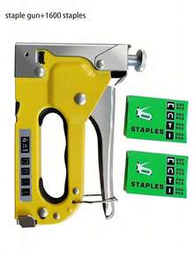 Manual Stapler Set - 4-In-1 Stapler For Wood, Fabric, Furniture, Roofing Felt - Staple Gun, 1600 Nails And 800 Nails Set Available - Yellow - View 9