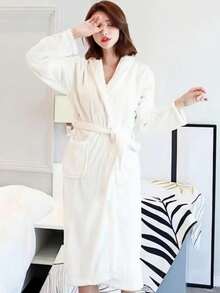 1pc Men's Bathrobe Robe Home Robe Bathrobe Nightgown Men And Women Women's Extras Bathrobe Bath Wash Leisure Home Folk Massage Shop Beauty Salon Self-Use Gift - Multicolor - View 6