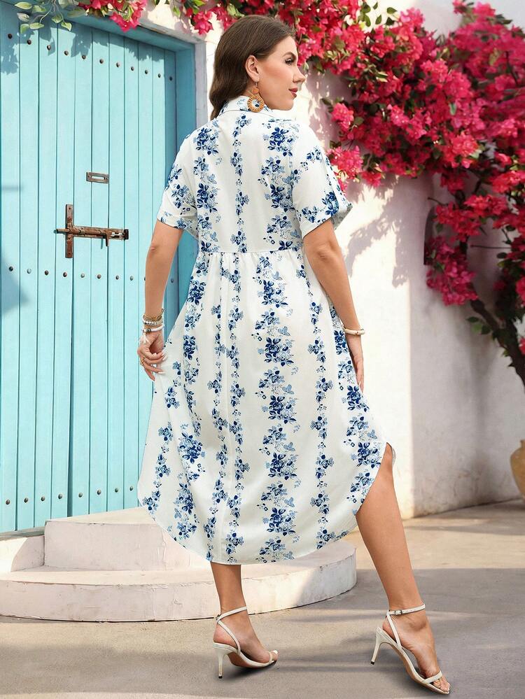 Plus Size Women Summer Casual Vacation Country Floral All-Over Print  Casual Loose Fit Daily Wear  Dress,Country Concert Outfit,Festival Outfits For Women,Festa Junina,Flowy Dress,Boho Dress